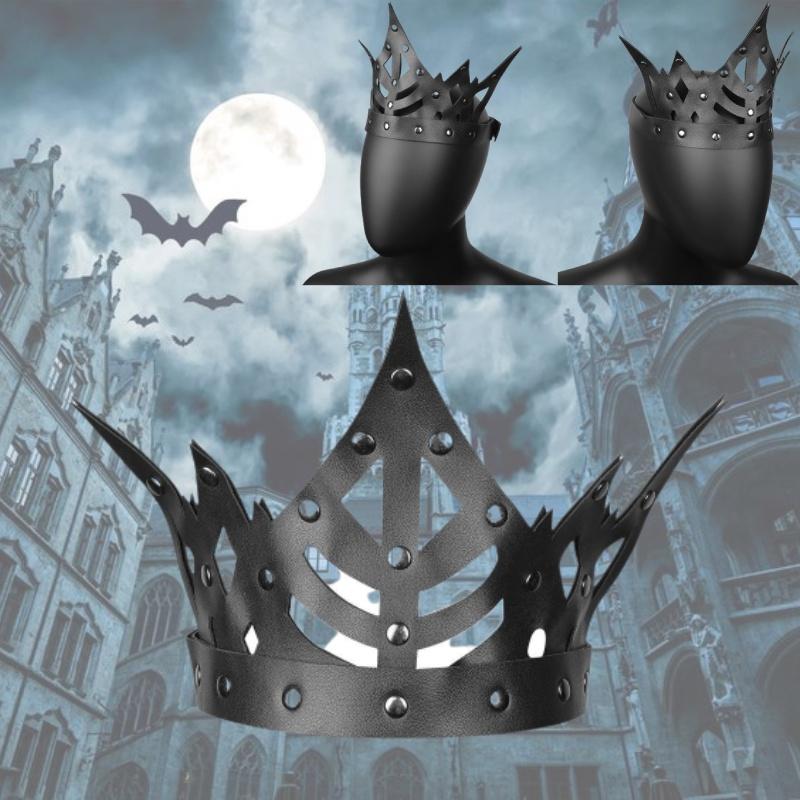2022 Autumn Collection Gearduke Pu Leather Punk Crown Headpiece For Adults