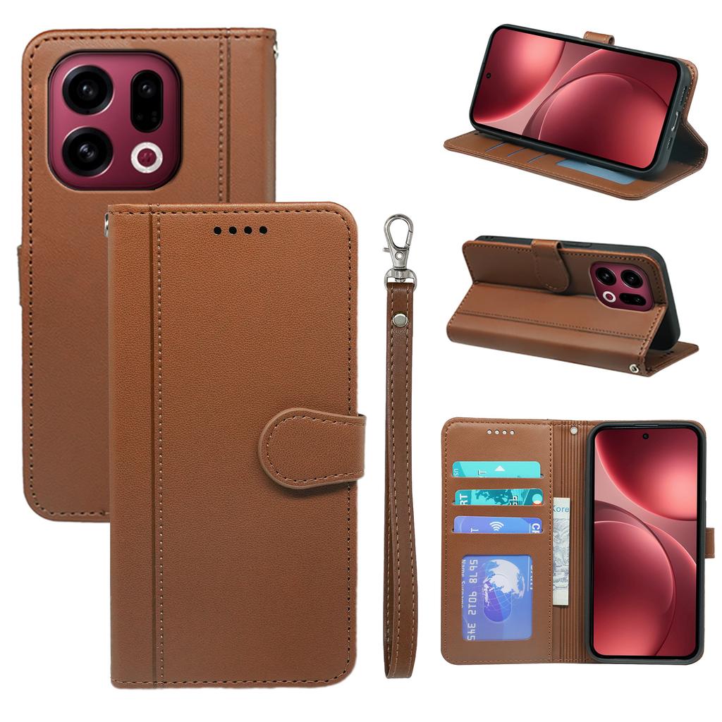 For Oppo Find X9 5G Wallet Case Magnetic Snap Leather Phone Cover with Strap
