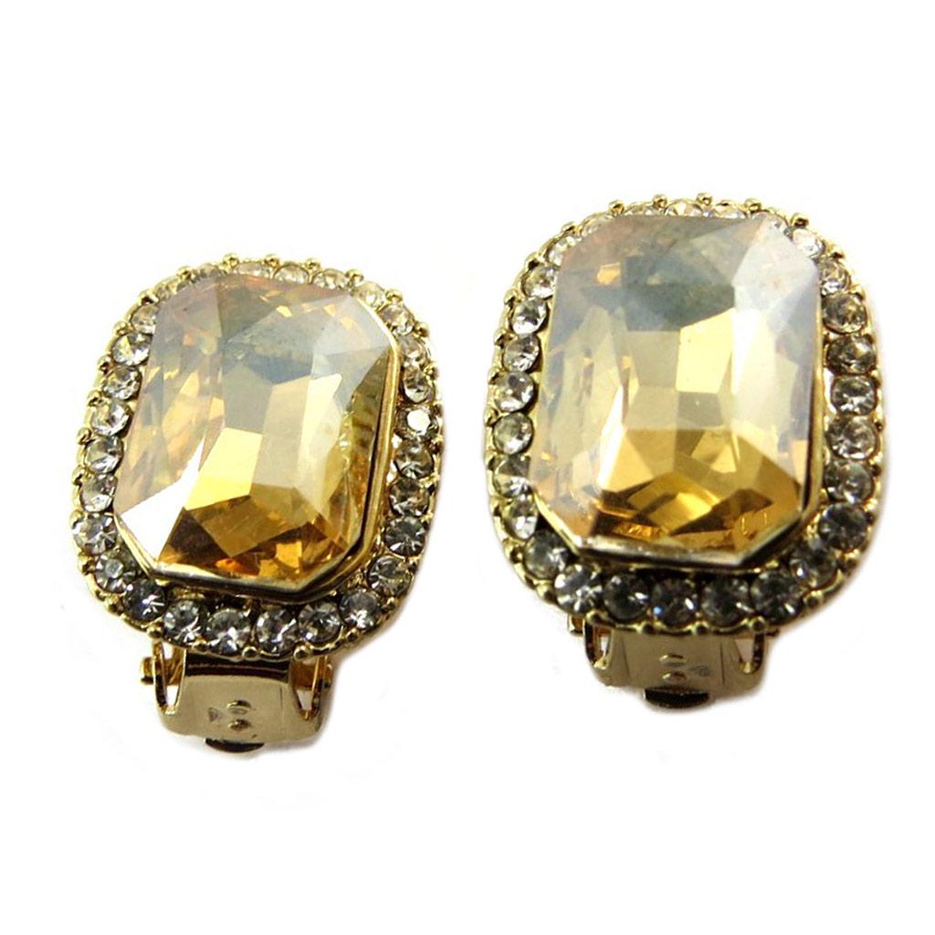 Les Trésors De Lily [P4980] - Golden Amber 'Sissi' Designer Clips - 18x15 Mm