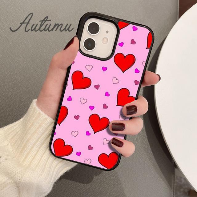 Valentine Day hearts pattern Phone Case for iPhone 17 Air 15 16 11 12 13 14 Pro Max Plus coque Fundas Shell