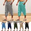 Herren Sommer Einfarbig Caprihosen Haremshorts Herren Elastischer Bund Kordelzug 3/4 Länge Cropped Hosen Baggy Jogginghosen