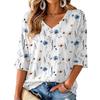 Women's Floral Print V-Neck Blouse Lightweight for Spring and Summer
