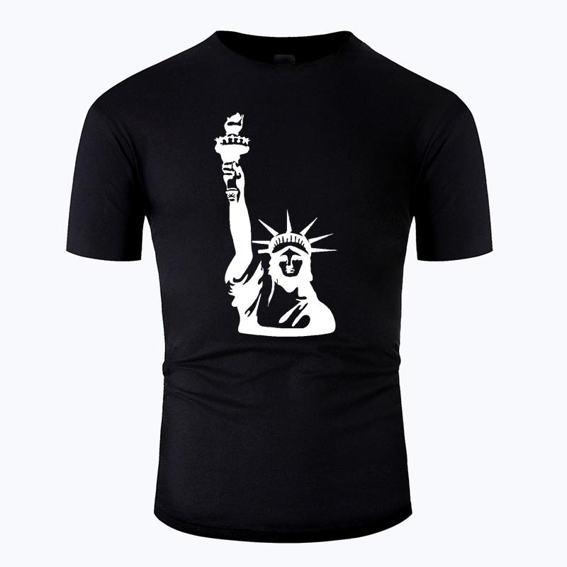 

Бавовняна футболка зі статуєю Свободи з круглим вирізом, чоловіча та жіноча, унісекс, літня повсякденна футболка з короткими рукавами m01086 3XL чорний