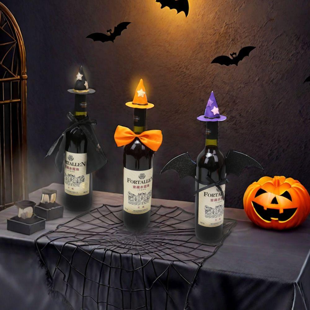6pcs Cloth Bottle Witch Hat Mini Wine Bottle Covers Dust Cover Wine Bottle Sleeves Restaurant