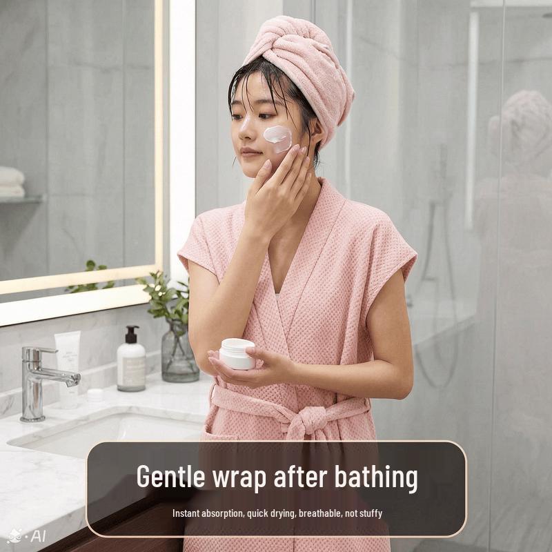 Jieliya Absorbent Coral Fleece Wearable Bath Robe