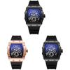 Hollow Richard Wine Barrel Shape Quartz Watch For Men Business Calendar Silicone Strap