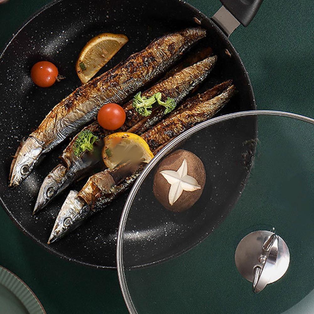 Wheat Stone Coating Frying Skillet Ergonomic Handle 12CM Nonstick Frying Pan Long Lasting Dishwasher Safe Cooking Skillet Home