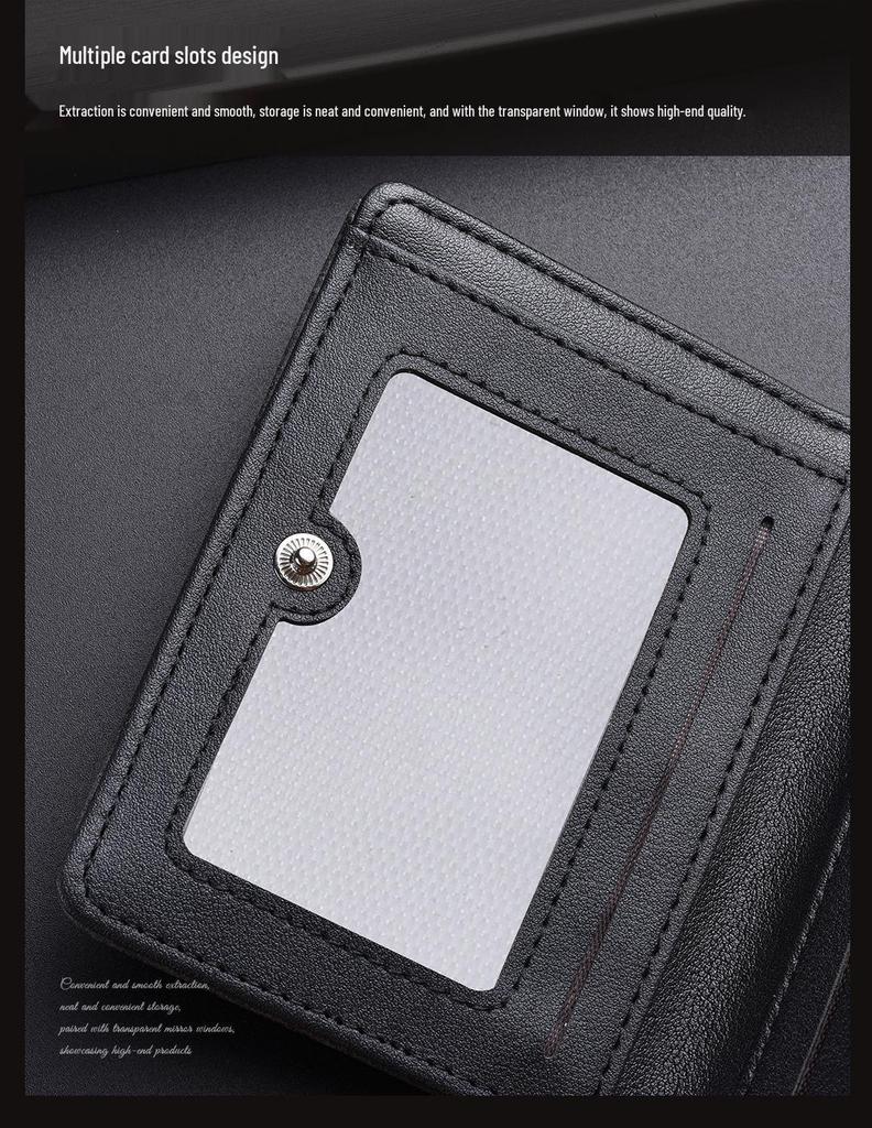 Men's High-End Casual Zipper Wallet - Short, Large Capacity, Multifunctional Billfold & Coin/Card Holder.
