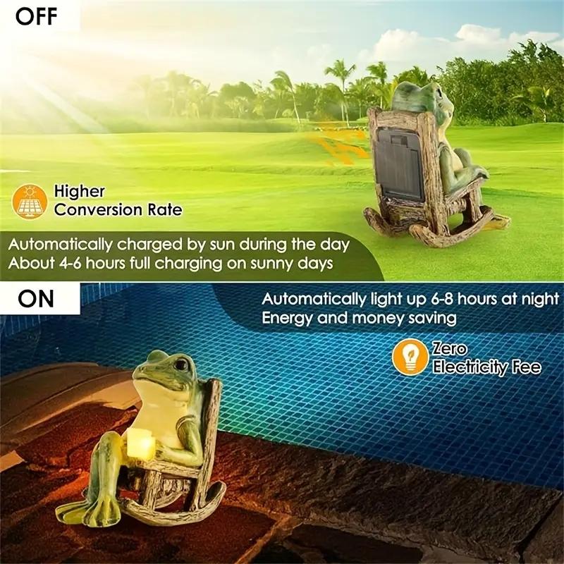 Solar-powered mini frog garden statue resin sculpture Cute Animals Suitable for indoor and outdoor decoration, perfect gift