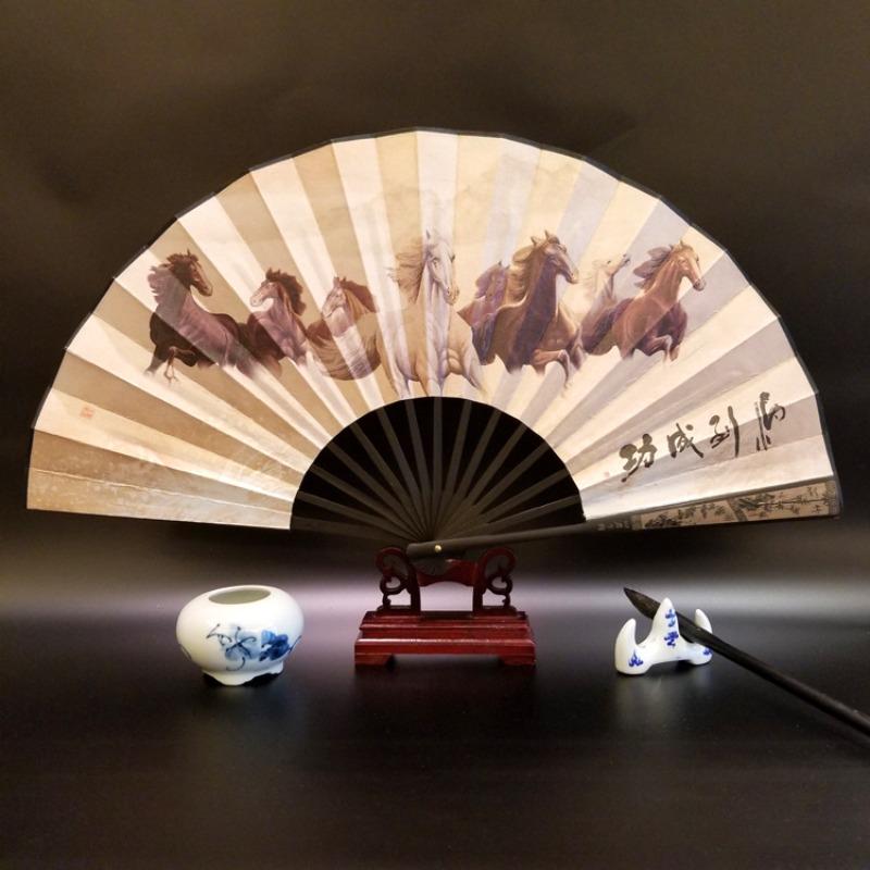 10inch Chinese Style Silk Fan Folding Fan Wedding Fan Art Gifts Dance Hand Vintage Bamboo Folding Home Decorative