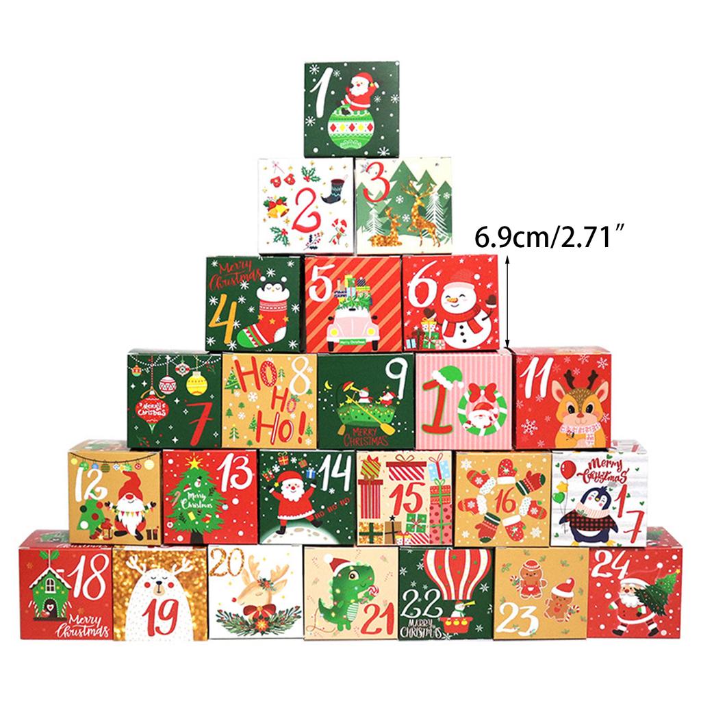 Christmas Advent Calendar Boxes 24 Pack Xmas Festival Party Arrival Calendar