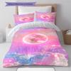 Galaxy Moon Pattern Bedding Quilt Set Quilt Cover Pillowcase Home Decoration Gift (1 * Duvet Cover + 2 * Pillowcase, Without Core)