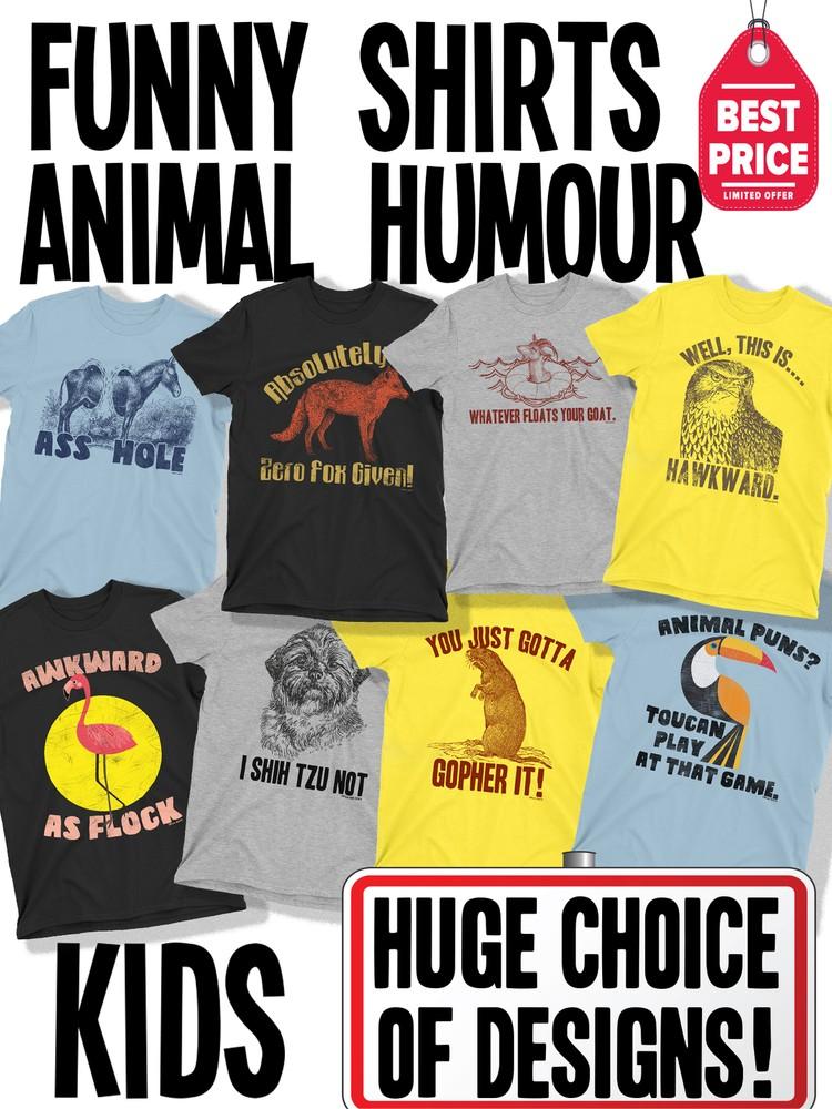 

Kids Animal Pun Funny T-Shirt Cotton Boys Girls Slogan Premium Quality XL