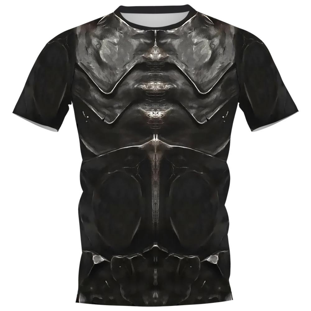 T-shirt Motif 3D Imprimé Armure T-shirt Homme Col Rond Manches Courtes Chemise Décontractée