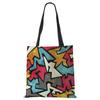 Abstract Art Print Shopping Bags Women Folding Reusable Customize Tote Shoulder Bag Canvas Casual Groceries Handbags 2022