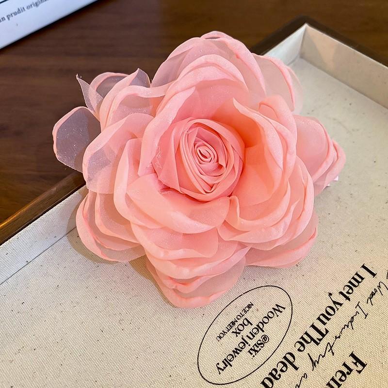 Internet Celebrities with the Same Fabric Flower Hairpin Holiday Wind Sweet Back Head Grab Clip Fashion Niche High-end Hair Accessories Women