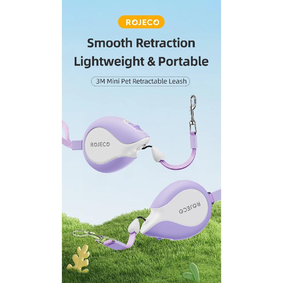 ROJECO Mini Automatic Retractable Dog Leash 3M Extendable Rope For Outdoor Travel Walking Hiking Pet Cat Dogs Traction Rope Lead