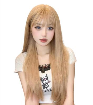 Sizuuenn Long Hair Long Straight Hair Blonde Wig White Gold Small Face Natural Heat Resistant Wig High Temperature Hair Thread Cosplay Wig Dedicated