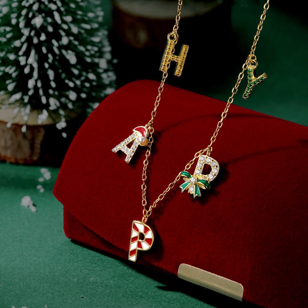 S925 Sterling Silver Colorful Happy Letter Necklace for Women