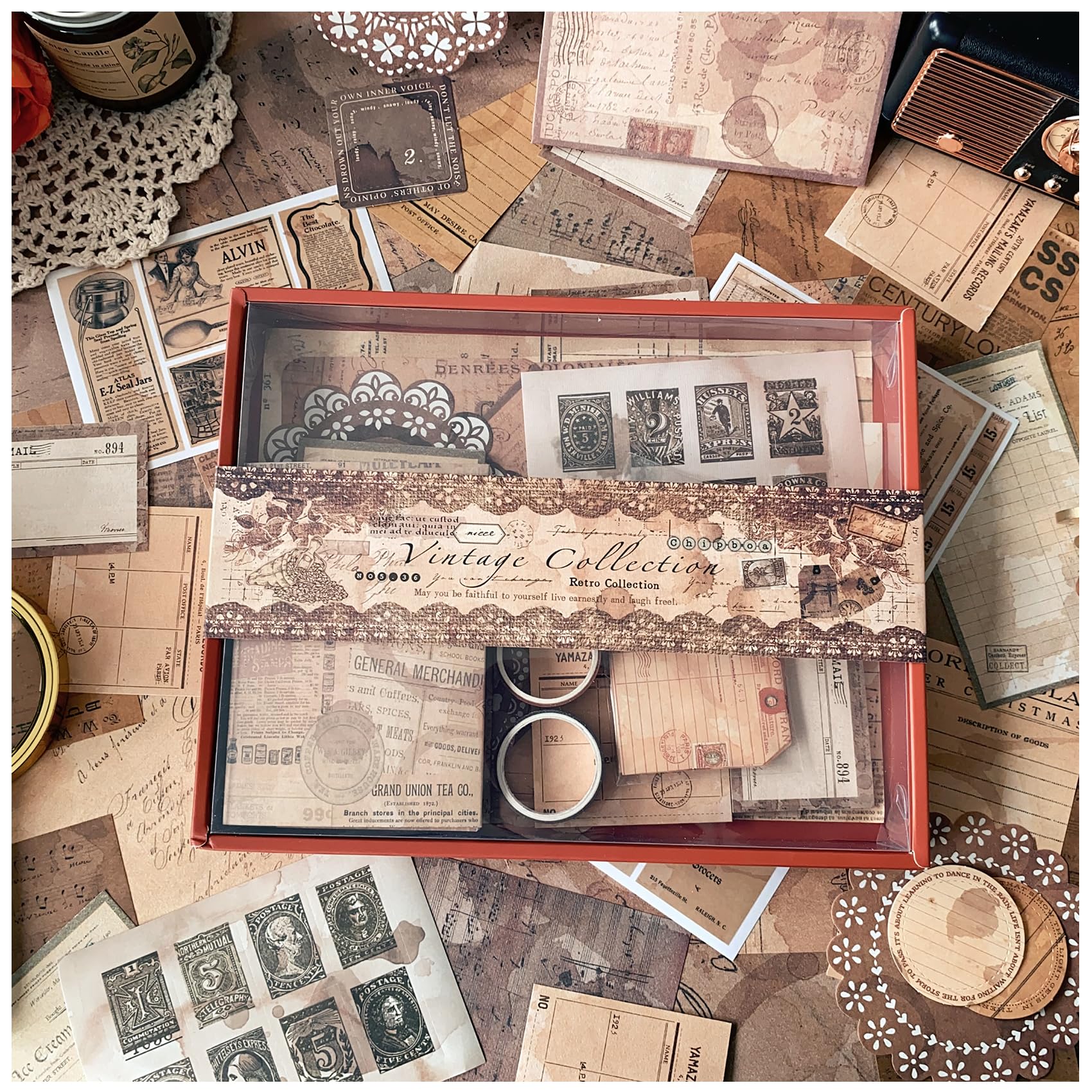 

Ta merry Collage Material Assortment Design Textured Retro Stylish Lace Background Large Vintage Brown Pack Paper, Paper, Stickers, Stickers, Cute,