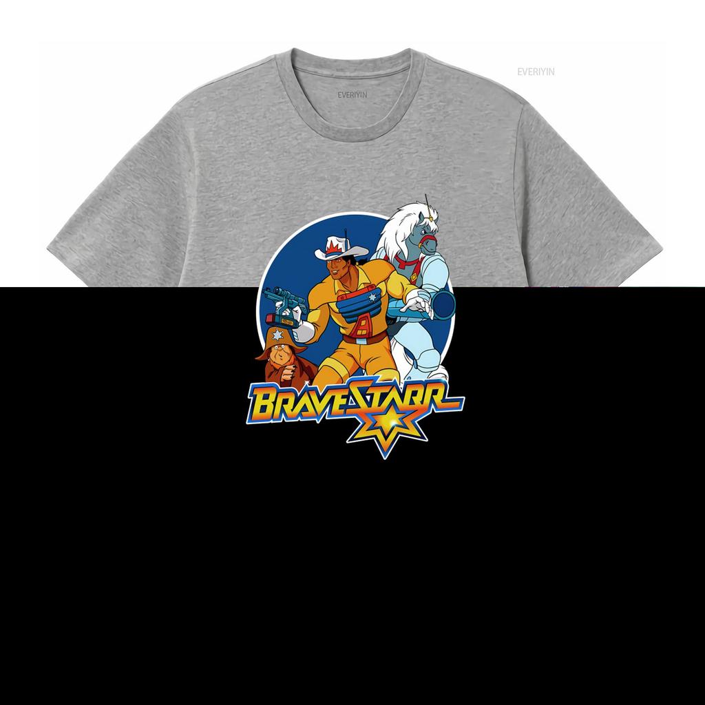 Vintage BraveStarr Cartoon Print Mens T Shirt S 5XL Long or s Retro Western Sci Fi Design vintage Washed Slightly graphic