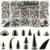 12 Stijlen Zwarte Punk Jas Leer Nagel Kraag Decoratie Set - 270 STUKS