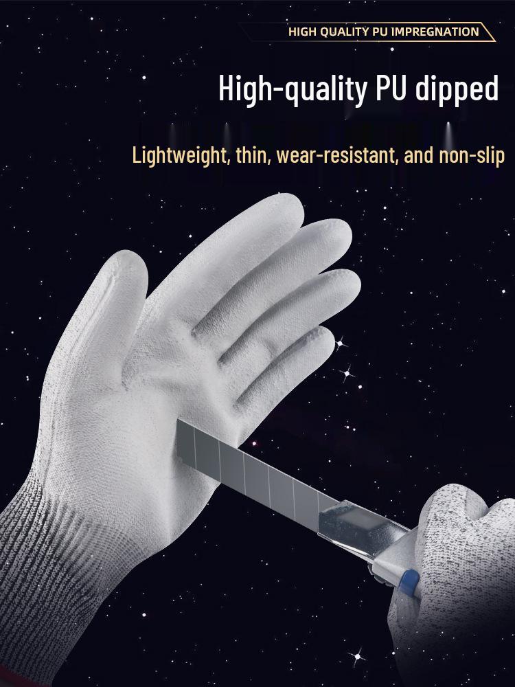 Level 5 Cut-Resistant Gloves: Anti-Slip, Wear-Resistant, Anti-Stab, for Kitchen, Outdoor, Woodworking, and Fishing Safety.