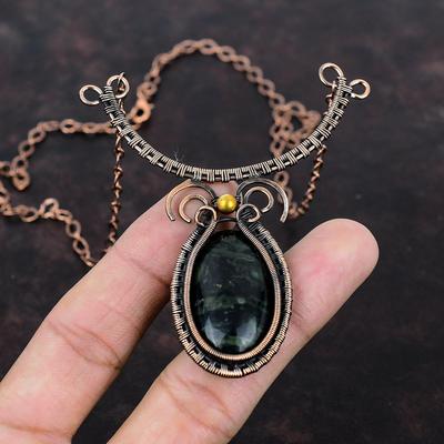 Kambaba Jasper Necklace Copper Wire Wrapped Necklace Handmade Adjustable Necklace Gemstone Necklace Copper Wire Jewelry Wedding Jewelry Gift