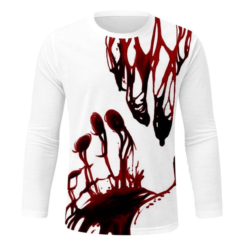 Série Carnaval de Halloween Camiseta Masculina Casual de Manga Comprida Estampada em 3D