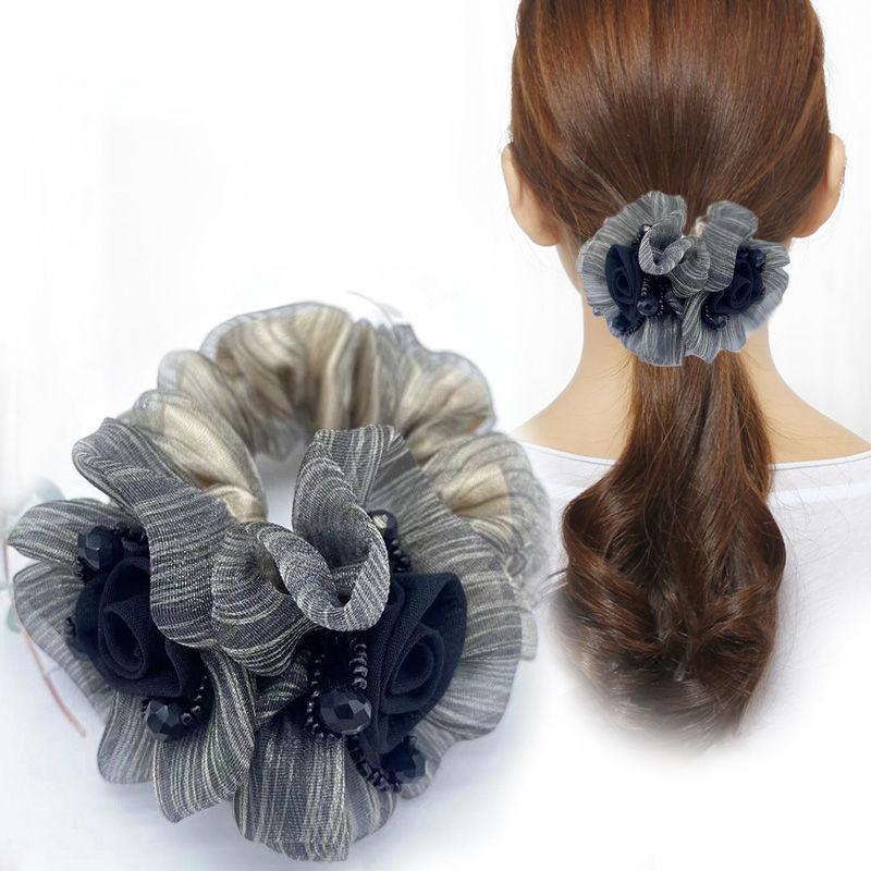 Elegant Mesh Hair Tie with Sparkling Rhinestones, High-End Luxury Hair Accessory for Women, 2025 Style