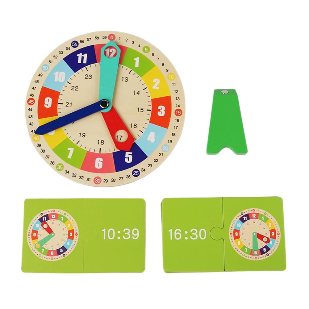 Clock Teaching Aid with Cards Montessori Learning Clock Time Learning Teaching Aid for Children Primary разноцветные