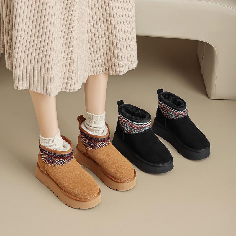 Augustine Platform Snow Boots Women's 2025 New Winter Velvet Thickened Fashion Ethnic Style Bread Cotton Shoes