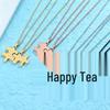 Stainless Steel Cross Chain Necklace with Laser-Printed Puzzle Pair Design, Perfect Holiday Gift