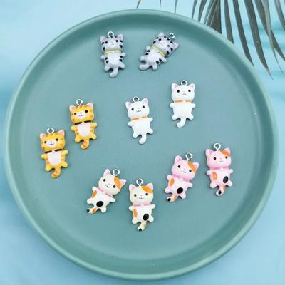 DW08 20pcs 15x28mm Clumsily Endearing Personality Cartoon Cute Cat Design 3D Resin Animal Pendants DIY Bracelet Handmade Jewelry