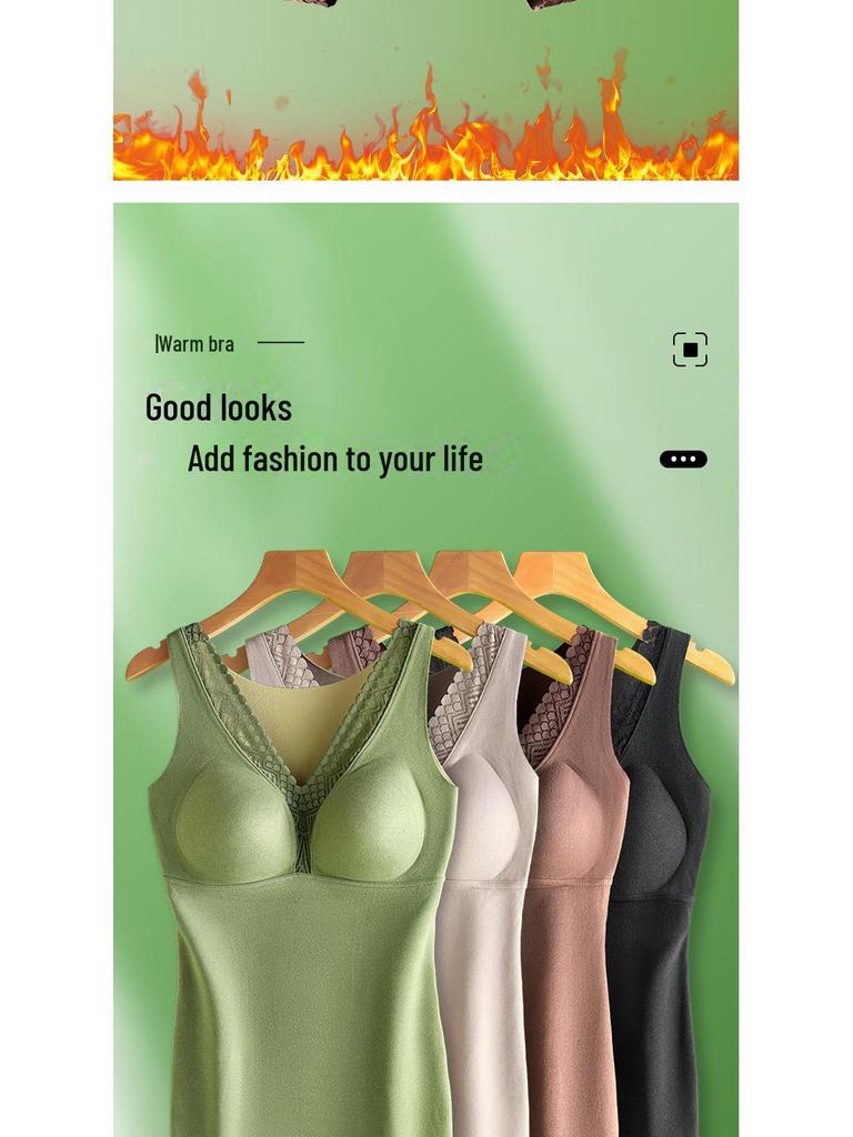 Women's Double-Sided Brushed Velvet Warm Vest with Thickened Chest Pads and Bottoming Thermal Underwear