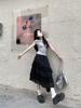 Women's French Patchwork Lace Skirt - Gray, Irregular Harajuku Style for Spring/Summer