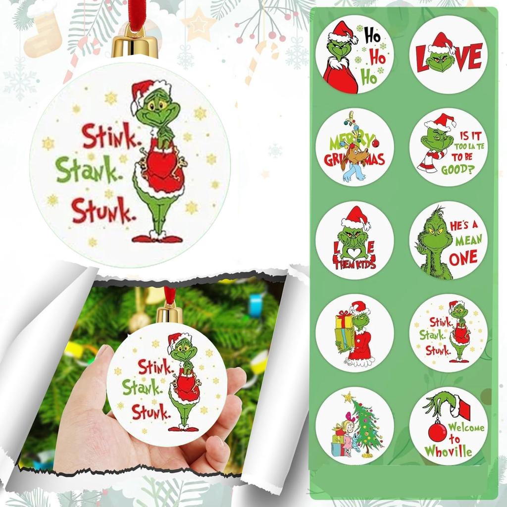 Christmas Decor - Acrylic Flat Ornaments With Whimsical Design For Tree & Home Holiday Decorating