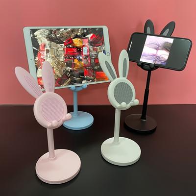 Pink Cartoon Rabbit Desktop Phone Bracket Tablet Computer Holder Adjustable Telescopic Lift Student Lazy Person Stand For iPhone
