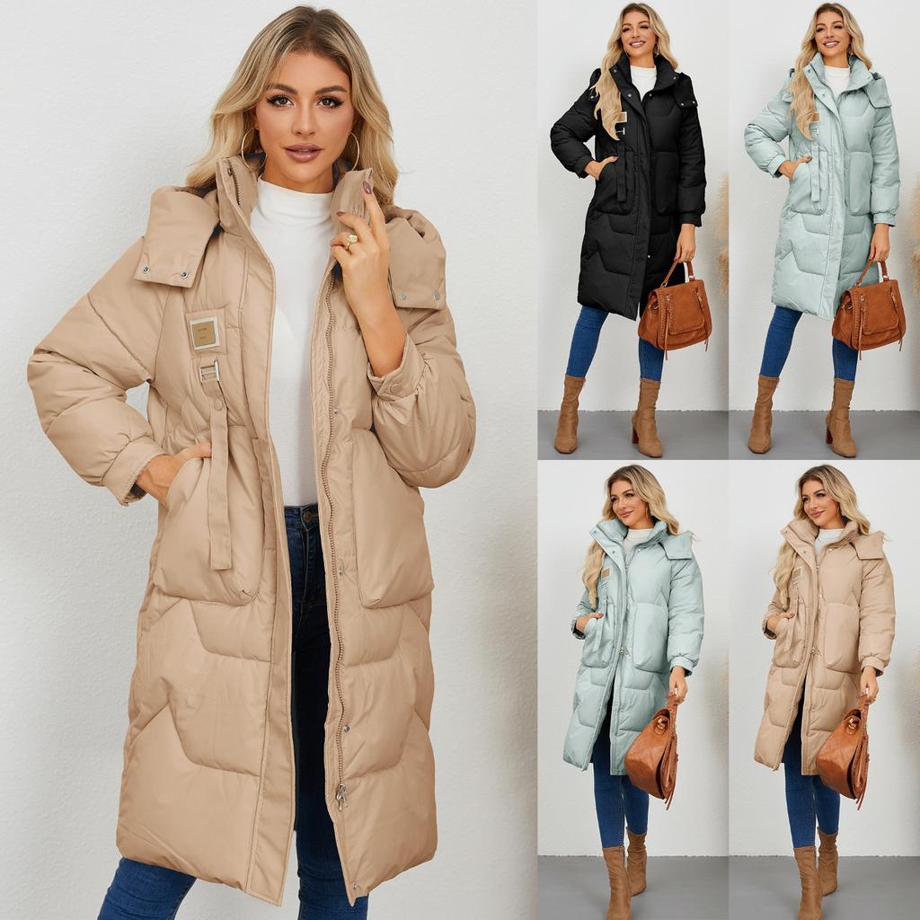 2025 Women's Winter Cotton Coat Thickened Long Sleeve Warm Hooded Outerwear Jacket