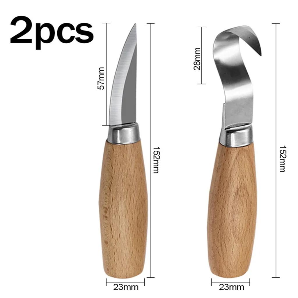 2 Stück Holzschnitzwerkzeuge Grauer Holzgriff Edelstahlklinge Holzschnitzen