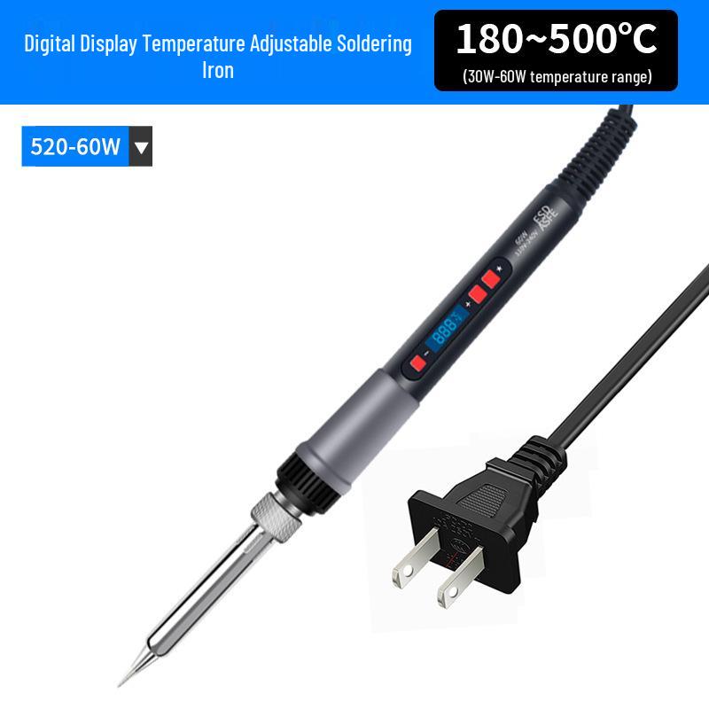 Adjustable Temperature 60W/80W/120W Electric Soldering Iron with Digital Display - Inner-Heated EU Standard Repair Kit.