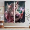 Female Elf Bedroom Curtains 2 Pieces Short Window Curtains for Living Room Partition Curtain Rods Curls Blinds Tentacles Blind