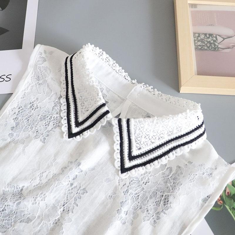 Lace Fake Collar Shirt Women Detachable Collar Half Shirt Women False Collar Tie White Lapel Faux Col Women Clothes Accessories