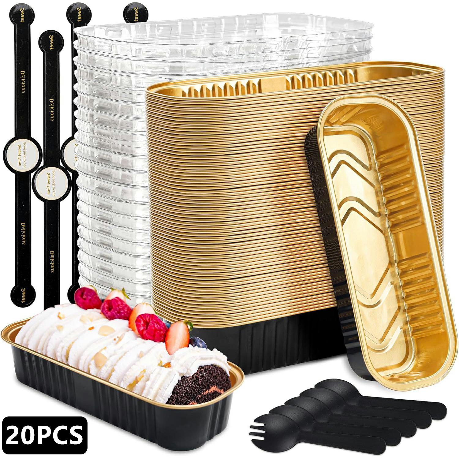 

20Pcs/Set Aluminum Foil Loaf Pans with Transparent Lid Plastic Spoon and Sticker Kitchen Mini Bread Baking Pans (BPA Free, No FDA)