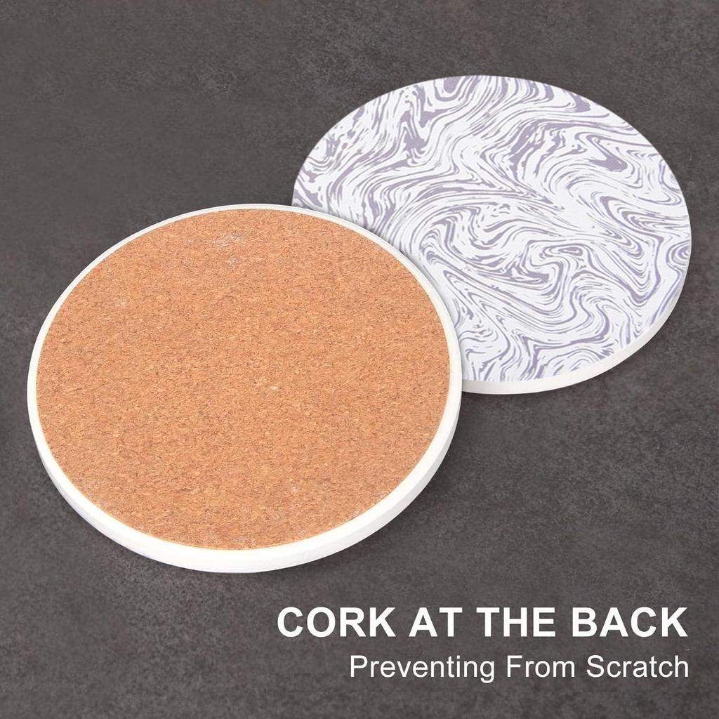 Ceramic Coasters with Matt Finish On Top & Cork Base | Coasters for Cups Set of 6 |