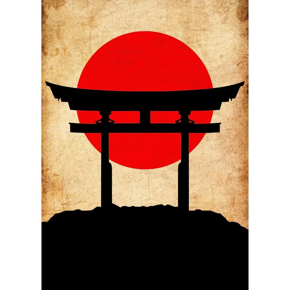 Japanese Silhouette Samurai Art Red Sun Koi Fish Posters Bamboo Modern Prints Canvas Wall Art Pictures Home Living Room Decor