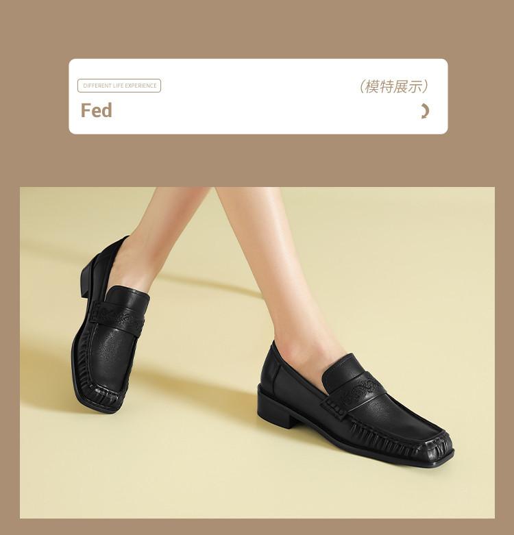 [First layer cowhide] 2026 business and leisure style exquisite embossed genuine leather Le Fu shoes women's Niujin shoes