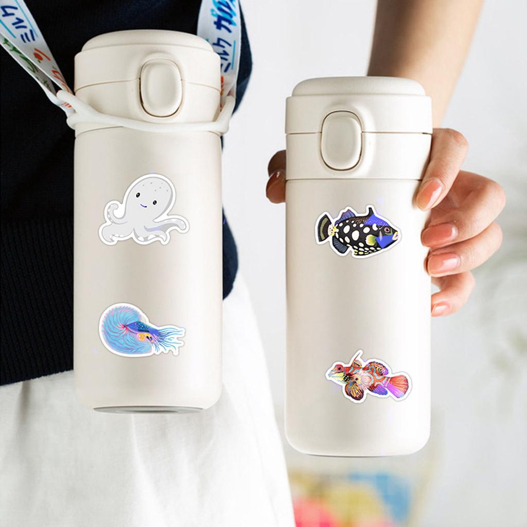 200pc Cartoon Life Stickers, Gold Foil Gift Box, Jellyfish And Dolphin Children's Gift Stationery Stickers