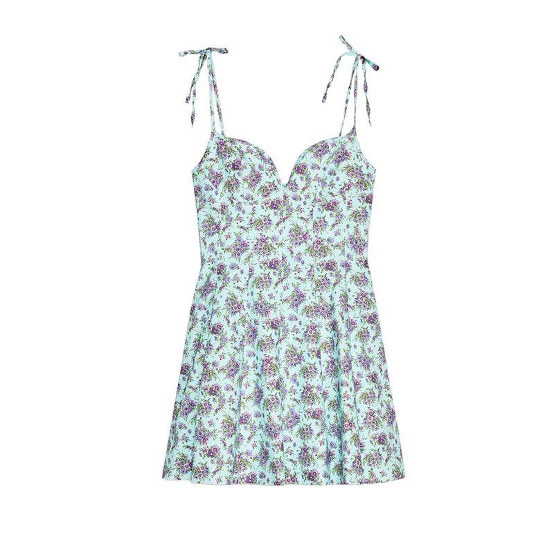 Summer New Product Women's Clothes Bowknot Decoration Sling Short Dress 3152210 3152346 2888777