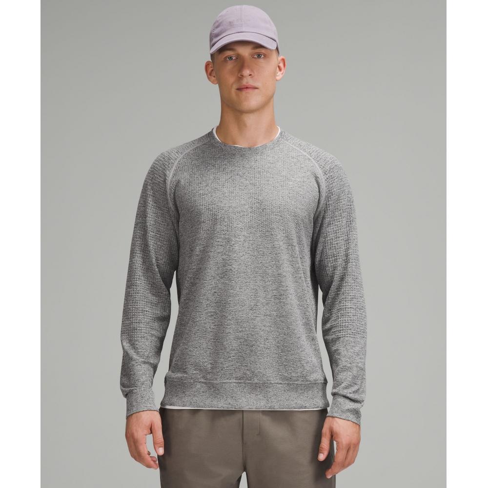 

Lululemon Engineered Warmth Long Sleeve Crew Tri Heather Vapor Gull Grey Black XXL